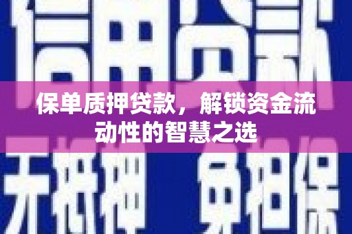 解放保单质押贷款，解锁资金流动性的智慧之选