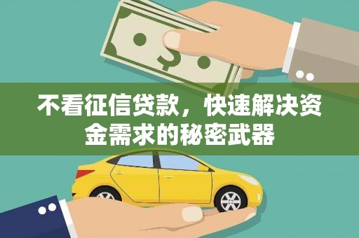 解放不看征信贷款，快速解决资金需求的秘密武器