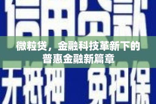 解放微粒贷，金融科技革新下的普惠金融新篇章
