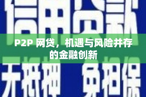 解放P2P 网贷，机遇与风险并存的金融创新